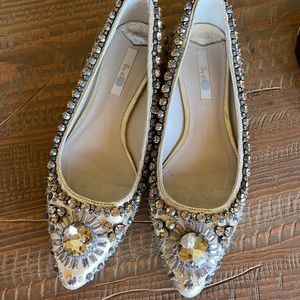 Beautiful Jeweled gold flats